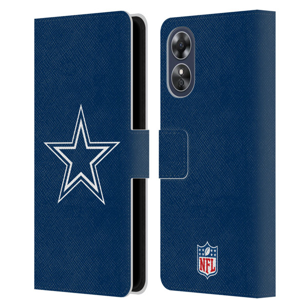 NFL Dallas Cowboys Logo Plain Leather Book Wallet Case Cover For OPPO A17