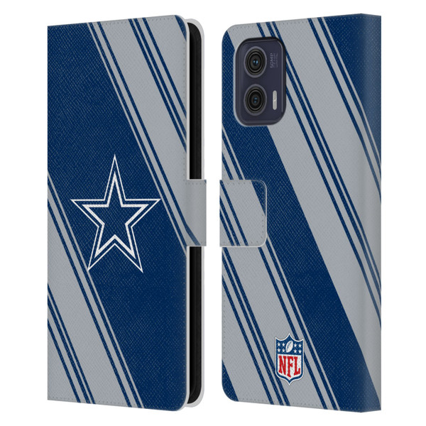 NFL Dallas Cowboys Artwork Stripes Leather Book Wallet Case Cover For Motorola Moto G73 5G