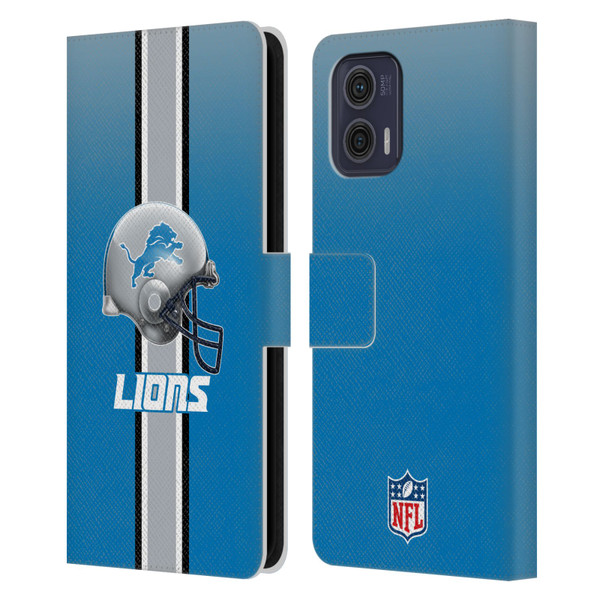 NFL Detroit Lions Logo Helmet Leather Book Wallet Case Cover For Motorola Moto G73 5G