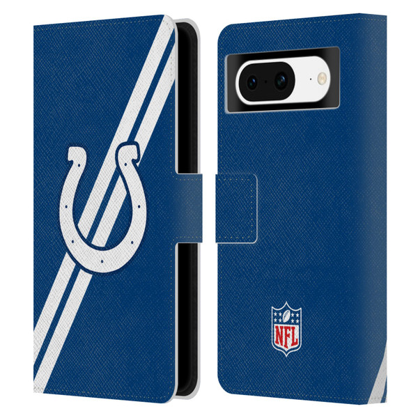 NFL Indianapolis Colts Logo Stripes Leather Book Wallet Case Cover For Google Pixel 8
