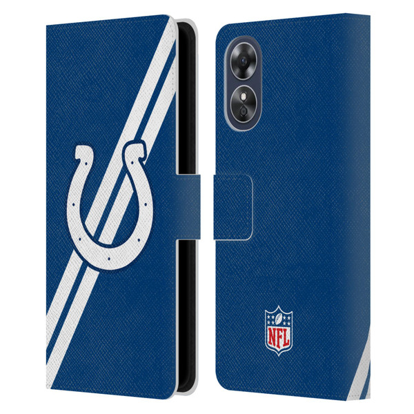 NFL Indianapolis Colts Logo Stripes Leather Book Wallet Case Cover For OPPO A17