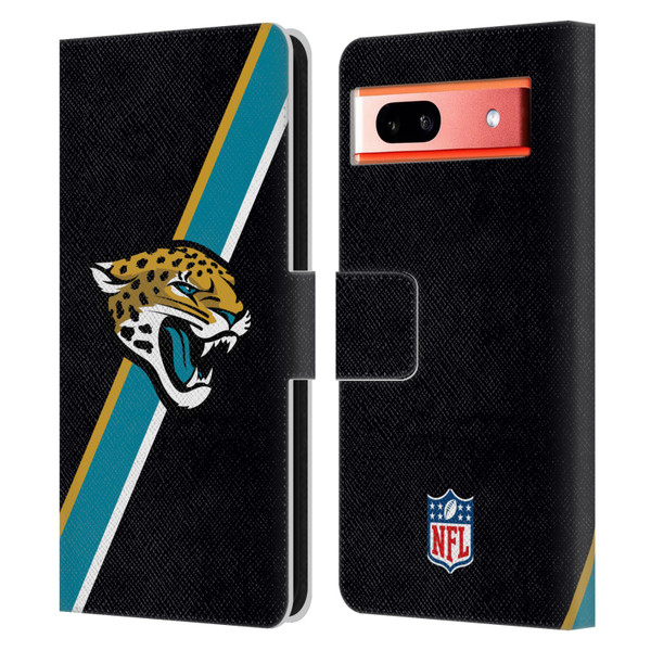 NFL Jacksonville Jaguars Logo Stripes Leather Book Wallet Case Cover For Google Pixel 7a