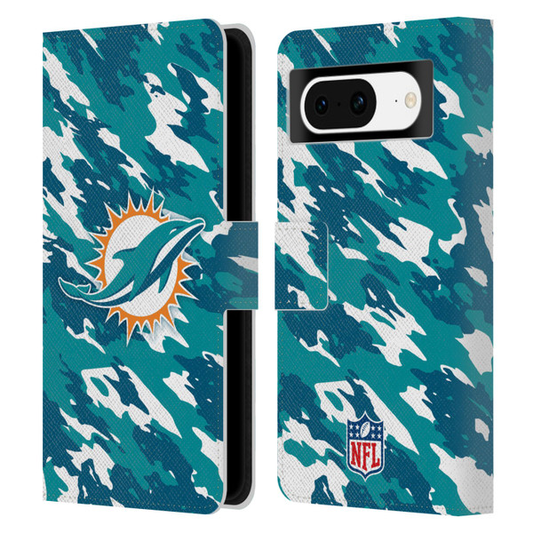 NFL Miami Dolphins Logo Camou Leather Book Wallet Case Cover For Google Pixel 8