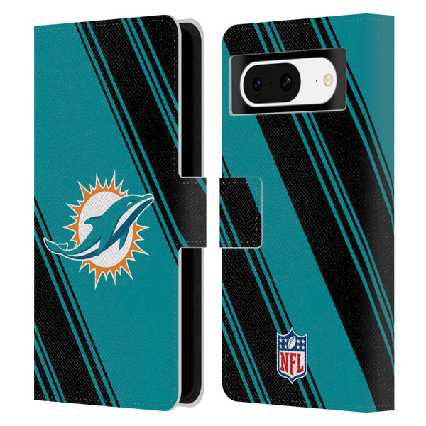 NFL Miami Dolphins Artwork Stripes Leather Book Wallet Case Cover For Google Pixel 8
