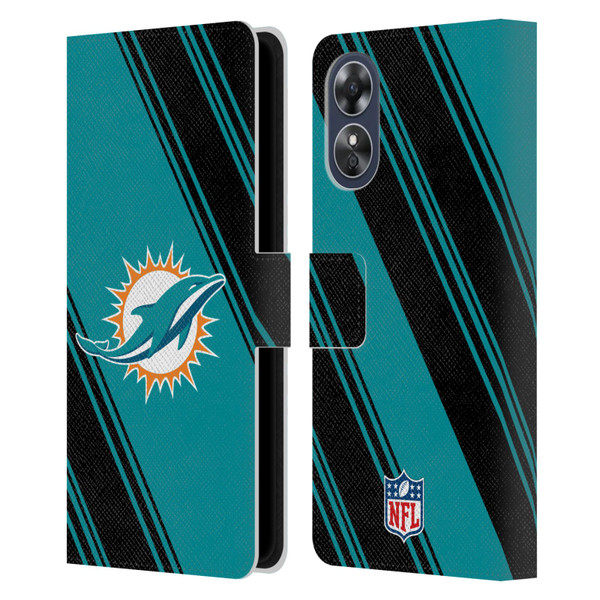 NFL Miami Dolphins Artwork Stripes Leather Book Wallet Case Cover For OPPO A17
