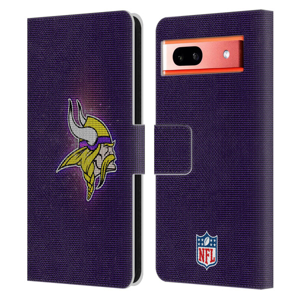 NFL Minnesota Vikings Artwork LED Leather Book Wallet Case Cover For Google Pixel 7a