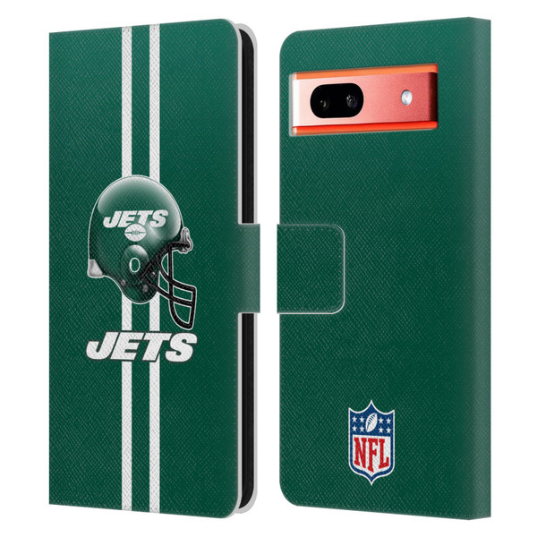 NFL New York Jets Logo Helmet Leather Book Wallet Case Cover For Google Pixel 7a