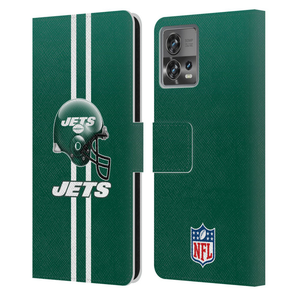 NFL New York Jets Logo Helmet Leather Book Wallet Case Cover For Motorola Moto Edge 30 Fusion