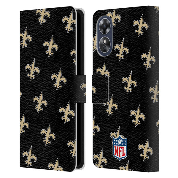 NFL New Orleans Saints Artwork Patterns Leather Book Wallet Case Cover For OPPO A17