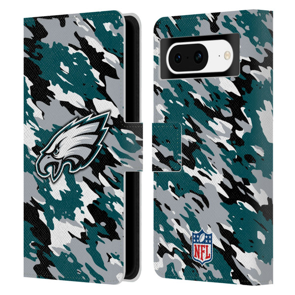 NFL Philadelphia Eagles Logo Camou Leather Book Wallet Case Cover For Google Pixel 8