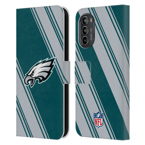 NFL Philadelphia Eagles Artwork Stripes Leather Book Wallet Case Cover For Motorola Moto G82 5G