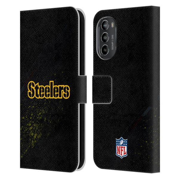 NFL Pittsburgh Steelers Logo Blur Leather Book Wallet Case Cover For Motorola Moto G82 5G