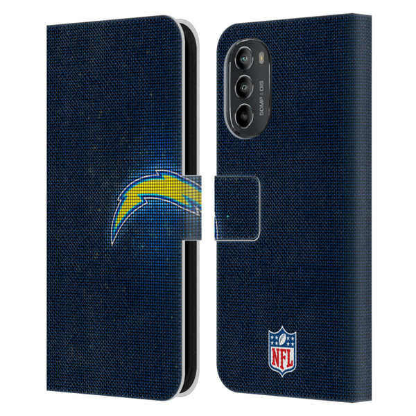 NFL Los Angeles Chargers Artwork LED Leather Book Wallet Case Cover For Motorola Moto G82 5G