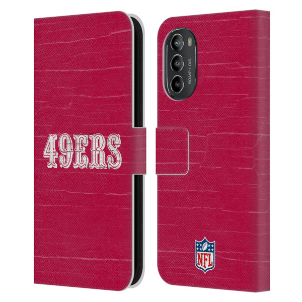 NFL San Francisco 49Ers Logo Distressed Look Leather Book Wallet Case Cover For Motorola Moto G82 5G