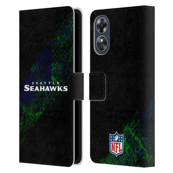 NFL Seattle Seahawks Logo Blur Leather Book Wallet Case Cover For OPPO A17