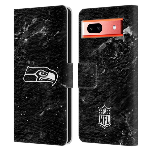 NFL Seattle Seahawks Artwork Marble Leather Book Wallet Case Cover For Google Pixel 7a