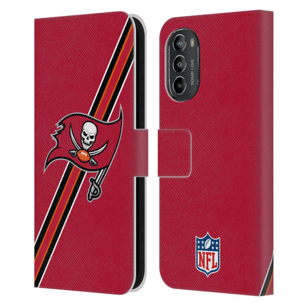 NFL Tampa Bay Buccaneers Logo Stripes Leather Book Wallet Case Cover For Motorola Moto G82 5G
