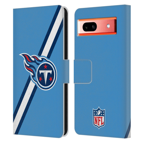 NFL Tennessee Titans Logo Stripes Leather Book Wallet Case Cover For Google Pixel 7a