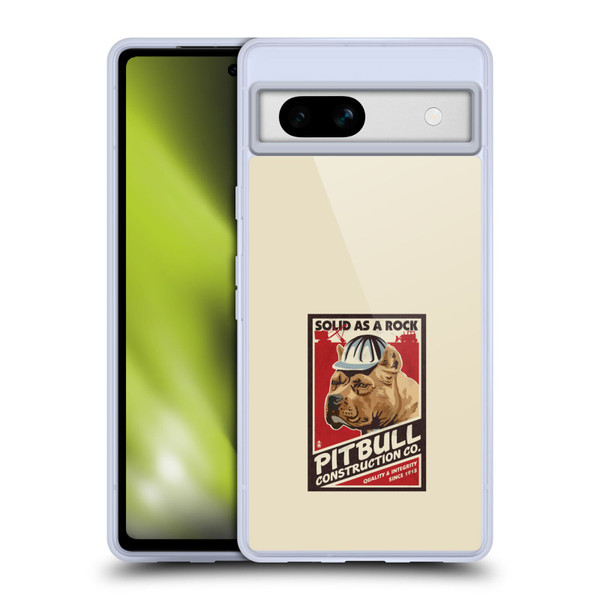 Lantern Press Dog Collection Pitbull Construction Soft Gel Case for Google Pixel 7a