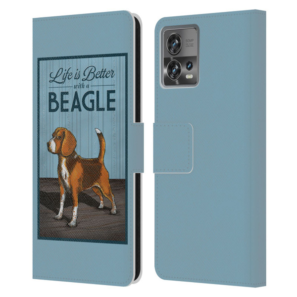 Lantern Press Dog Collection Beagle Leather Book Wallet Case Cover For Motorola Moto Edge 30 Fusion