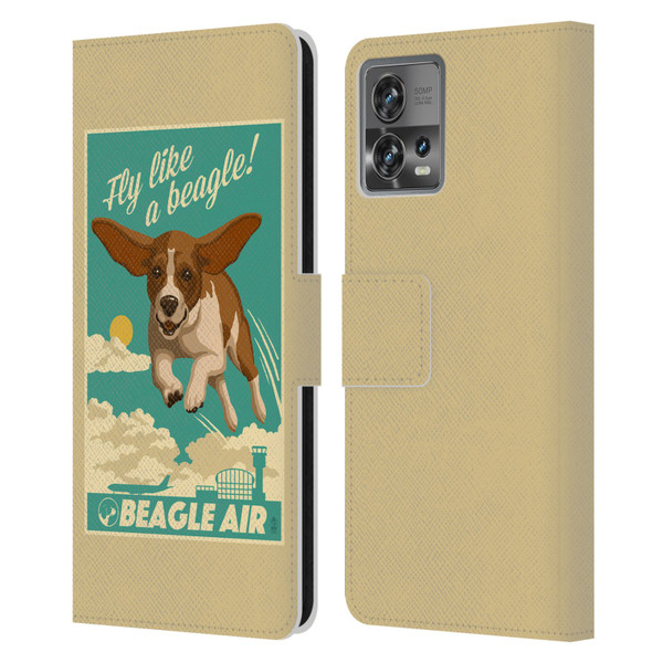 Lantern Press Dog Collection Fly Like A Beagle Leather Book Wallet Case Cover For Motorola Moto Edge 30 Fusion