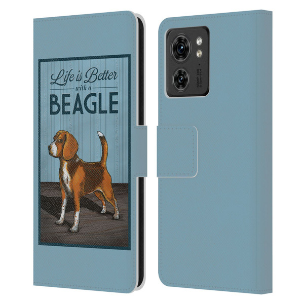 Lantern Press Dog Collection Beagle Leather Book Wallet Case Cover For Motorola Moto Edge 40