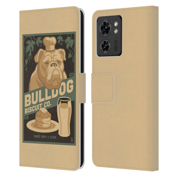 Lantern Press Dog Collection Bulldog Leather Book Wallet Case Cover For Motorola Moto Edge 40