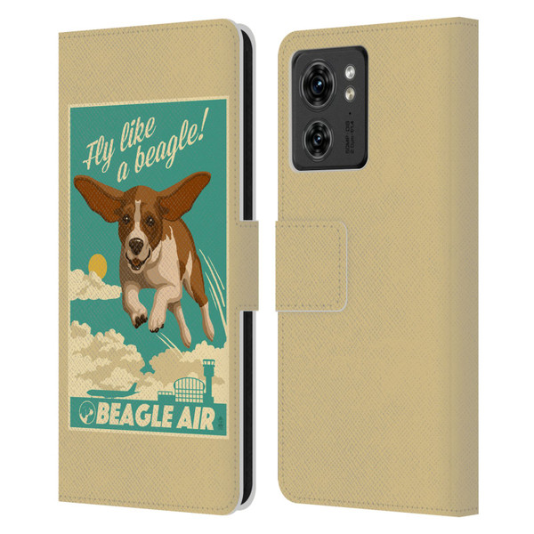 Lantern Press Dog Collection Fly Like A Beagle Leather Book Wallet Case Cover For Motorola Moto Edge 40