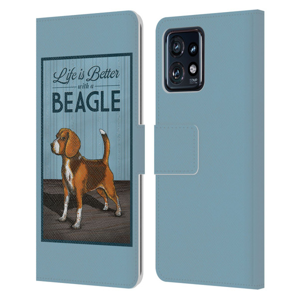 Lantern Press Dog Collection Beagle Leather Book Wallet Case Cover For Motorola Moto Edge 40 Pro