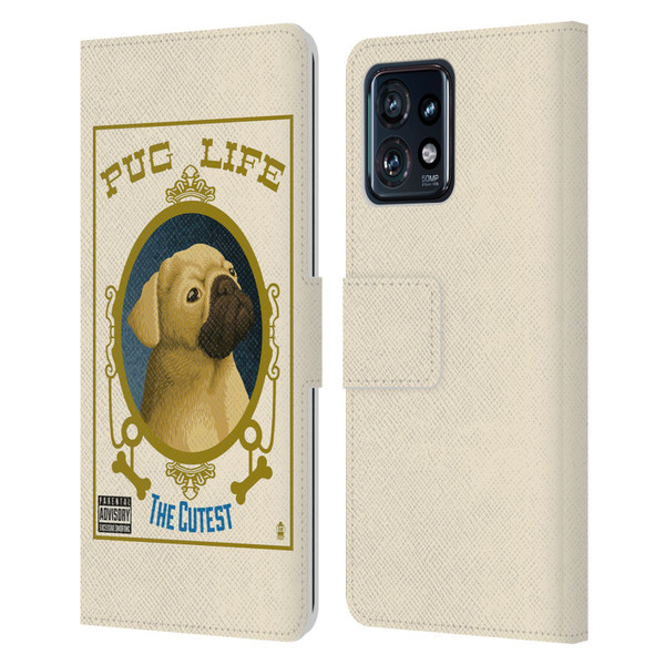 Lantern Press Dog Collection Pug Life Leather Book Wallet Case Cover For Motorola Moto Edge 40 Pro