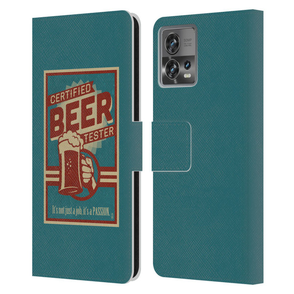 Lantern Press Man Cave Beer Tester Leather Book Wallet Case Cover For Motorola Moto Edge 30 Fusion