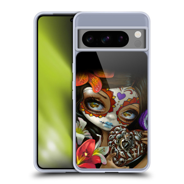 Strangeling Art Day of Dead Heart Charm Soft Gel Case for Google Pixel 8 Pro