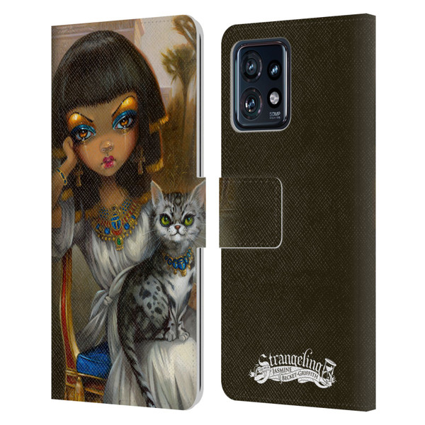 Strangeling Art Egyptian Girl with Cat Leather Book Wallet Case Cover For Motorola Moto Edge 40 Pro