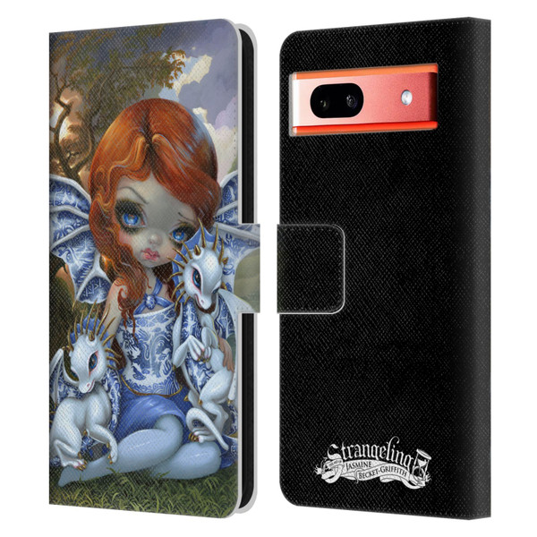 Strangeling Dragon Blue Willow Fairy Leather Book Wallet Case Cover For Google Pixel 7a