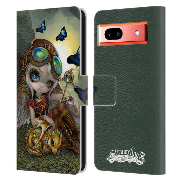 Strangeling Dragon Steampunk Fairy Leather Book Wallet Case Cover For Google Pixel 7a