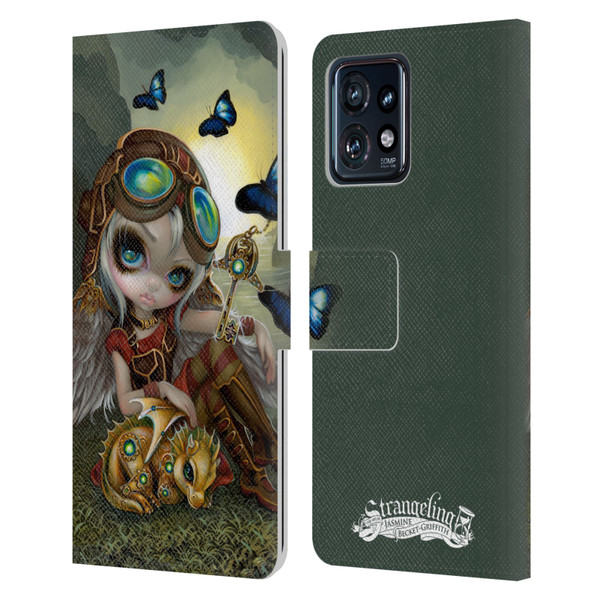 Strangeling Dragon Steampunk Fairy Leather Book Wallet Case Cover For Motorola Moto Edge 40 Pro