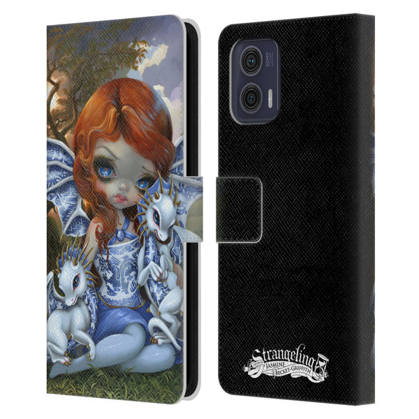 Strangeling Dragon Blue Willow Fairy Leather Book Wallet Case Cover For Motorola Moto G73 5G
