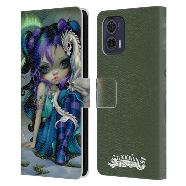 Strangeling Dragon Frost Winter Fairy Leather Book Wallet Case Cover For Motorola Moto G73 5G