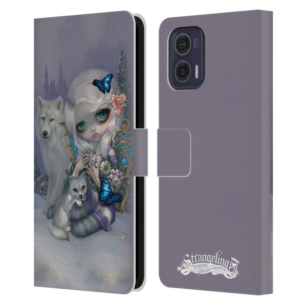 Strangeling Fairy Art Winter with Wolf Leather Book Wallet Case Cover For Motorola Moto G73 5G