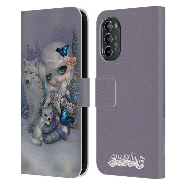 Strangeling Fairy Art Winter with Wolf Leather Book Wallet Case Cover For Motorola Moto G82 5G