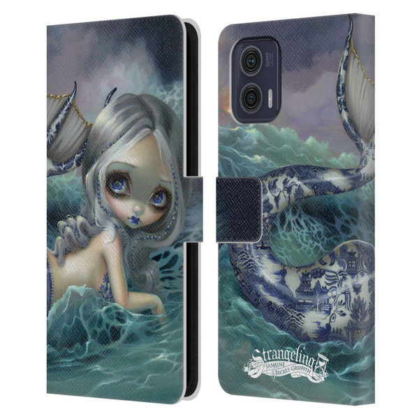 Strangeling Mermaid Blue Willow Tail Leather Book Wallet Case Cover For Motorola Moto G73 5G