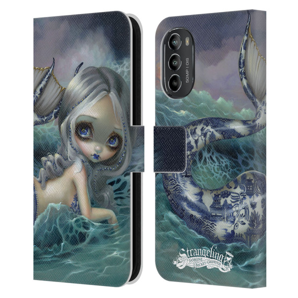 Strangeling Mermaid Blue Willow Tail Leather Book Wallet Case Cover For Motorola Moto G82 5G