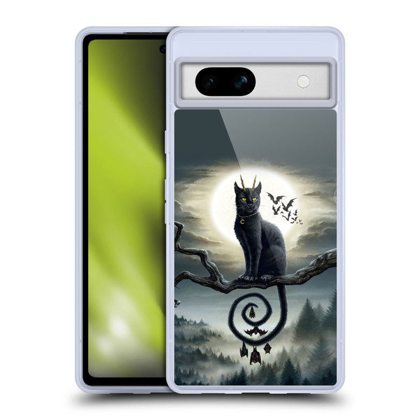 Sarah Richter Animals Gothic Black Cat & Bats Soft Gel Case for Google Pixel 7a