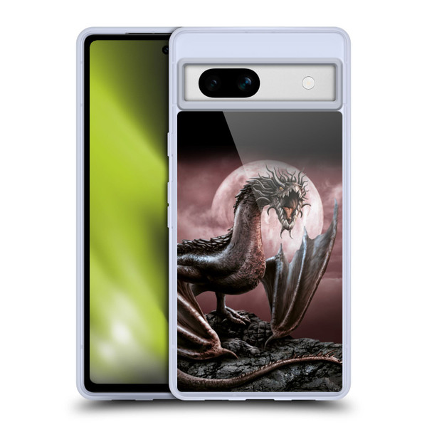 Sarah Richter Fantasy Creatures Black Dragon Roaring Soft Gel Case for Google Pixel 7a