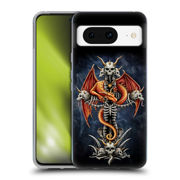 Sarah Richter Fantasy Creatures Red Dragon Guarding Bone Cross Soft Gel Case for Google Pixel 8