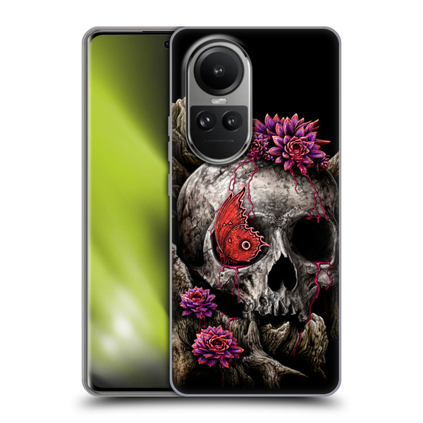 Sarah Richter Skulls Butterfly And Flowers Soft Gel Case for OPPO Reno10 5G / Reno10 Pro 5G