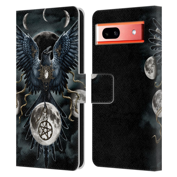 Sarah Richter Animals Gothic Black Raven Leather Book Wallet Case Cover For Google Pixel 7a