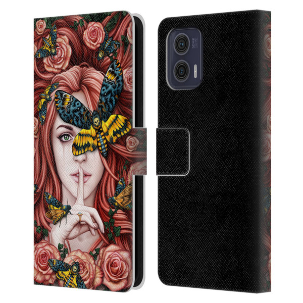 Sarah Richter Fantasy Silent Girl With Red Hair Leather Book Wallet Case Cover For Motorola Moto G73 5G