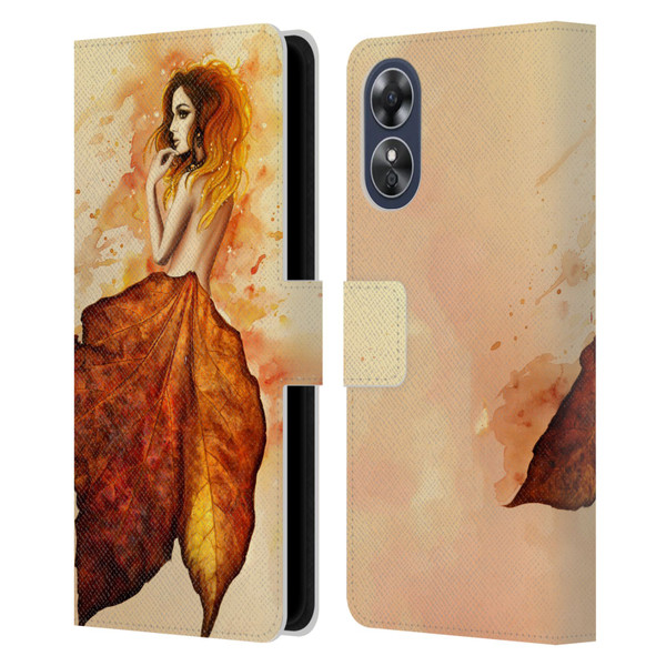Sarah Richter Fantasy Autumn Girl Leather Book Wallet Case Cover For OPPO A17