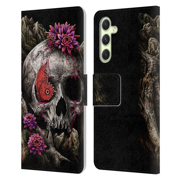Sarah Richter Skulls Butterfly And Flowers Leather Book Wallet Case Cover For Samsung Galaxy A54 5G